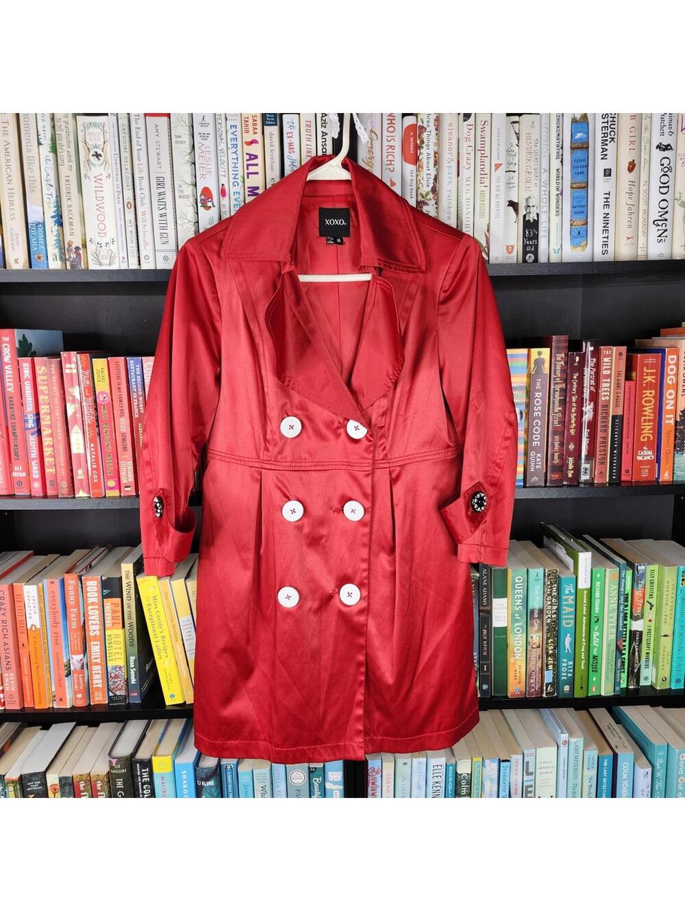 XOXO Red Double-Breasted Trench Coat Medium